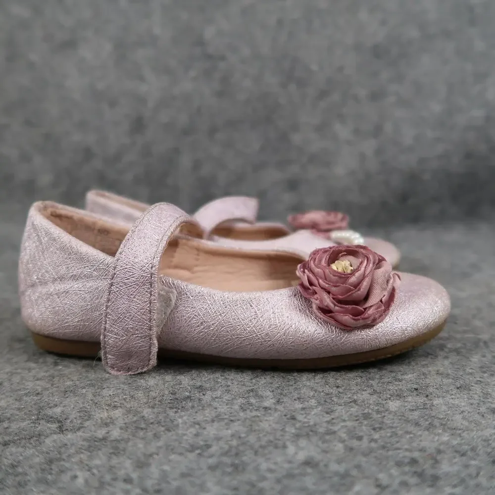 Girls Shoes Kids Toddler 8 Mary Jane Flats Pink Hook and Loop Pearl Rose Sparkle